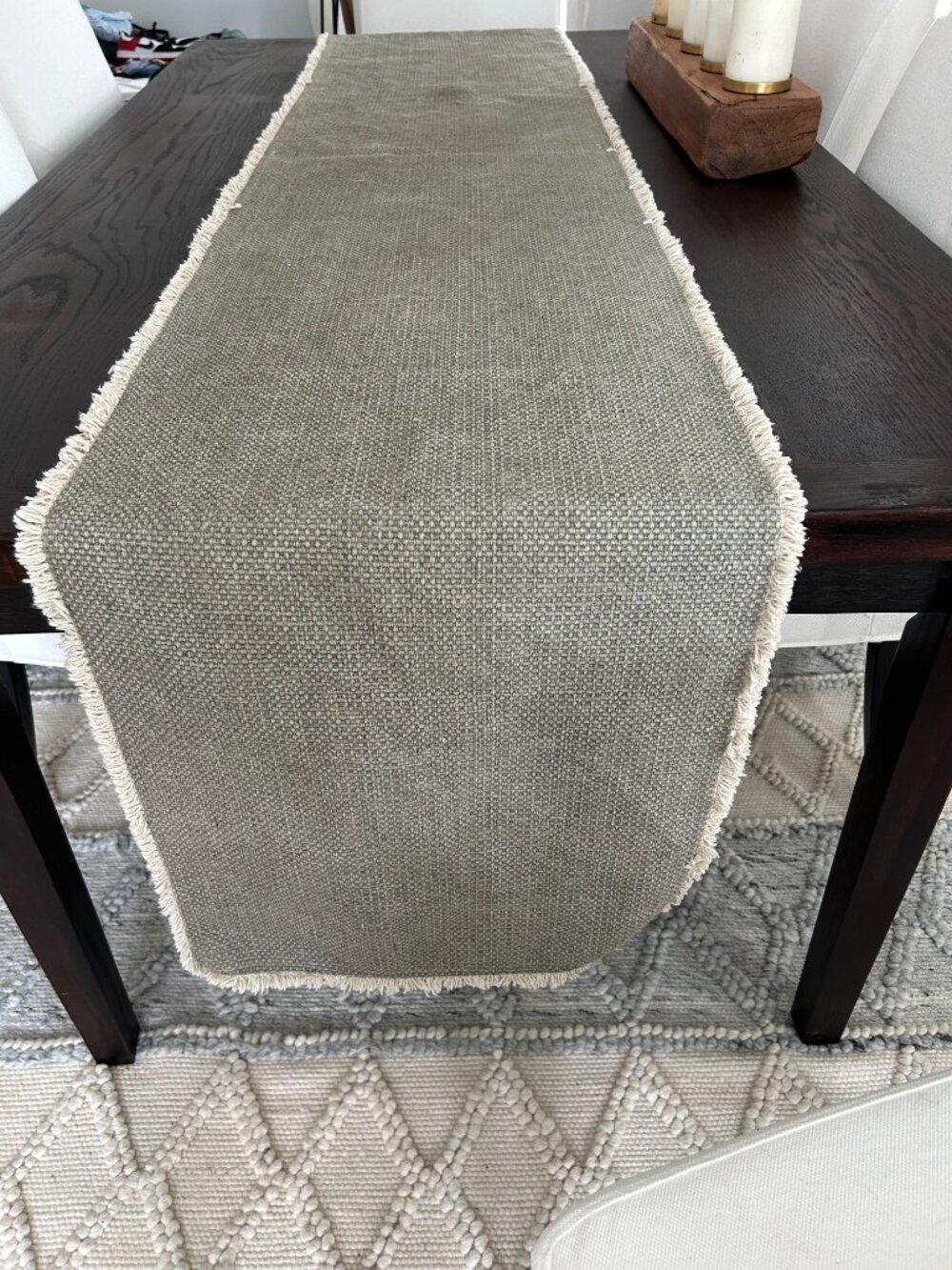 Pottery Barn Table Runner Green/Grey Size 18 X 108 - Picture 2 of 5